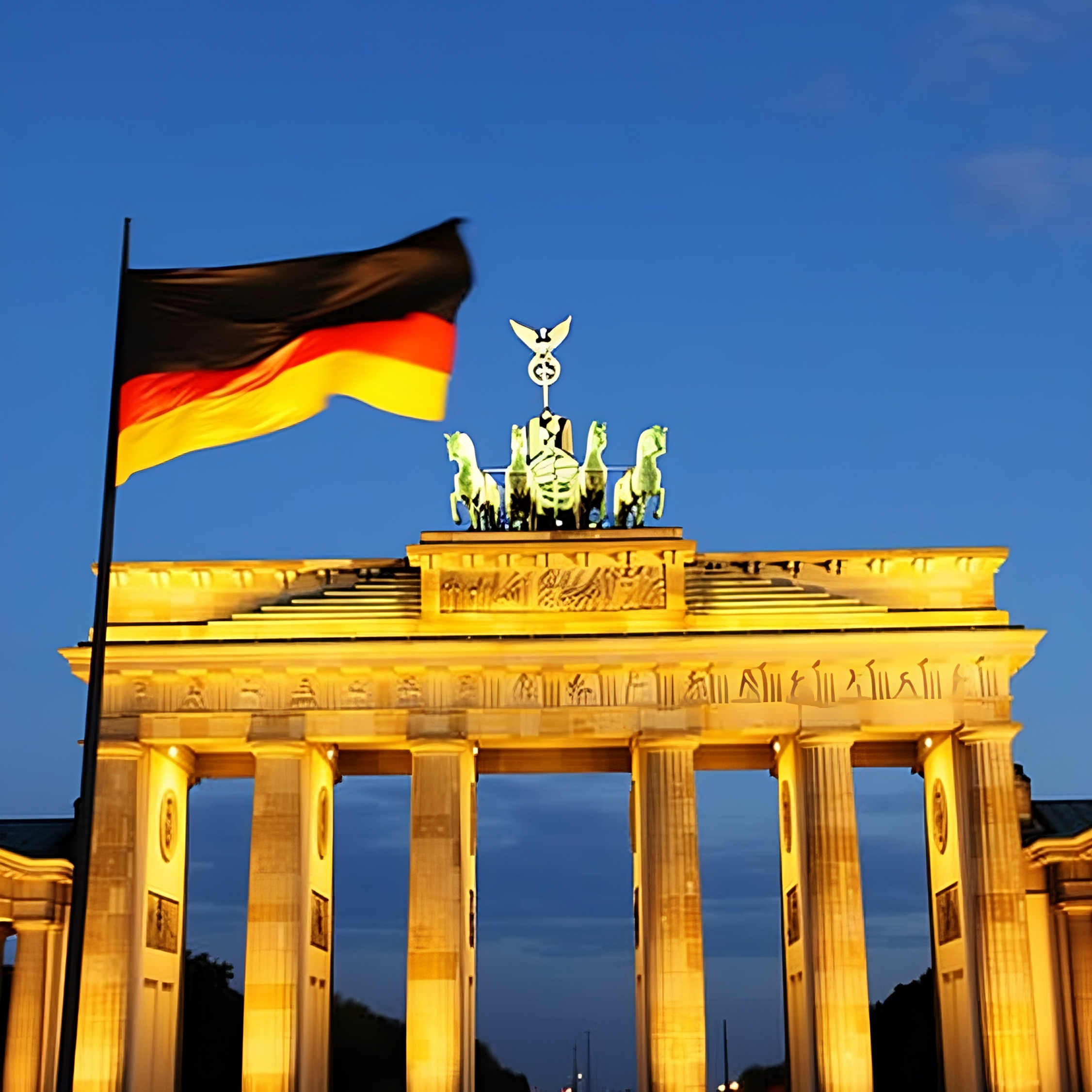 Vibrant German flag waving in the wind