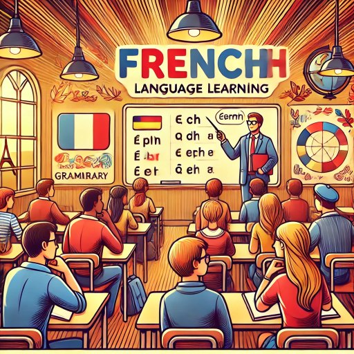 French language classroom with students learning passé composé verb conjugation.